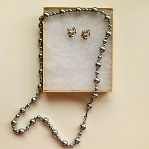 Vintage Silver Pearl Costume Jewelry Set